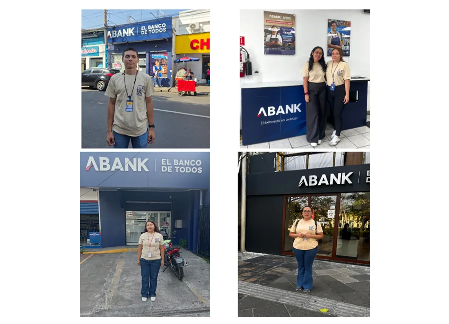Equipo de campo de ATAR en sucursales de Banco ABANK